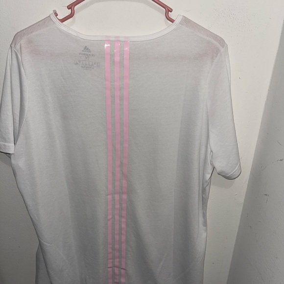 NWT Adidas White Primegreen Aeroready Logo Zoe Saldana T-Shirt Adult 1X - Picture 8 of 16